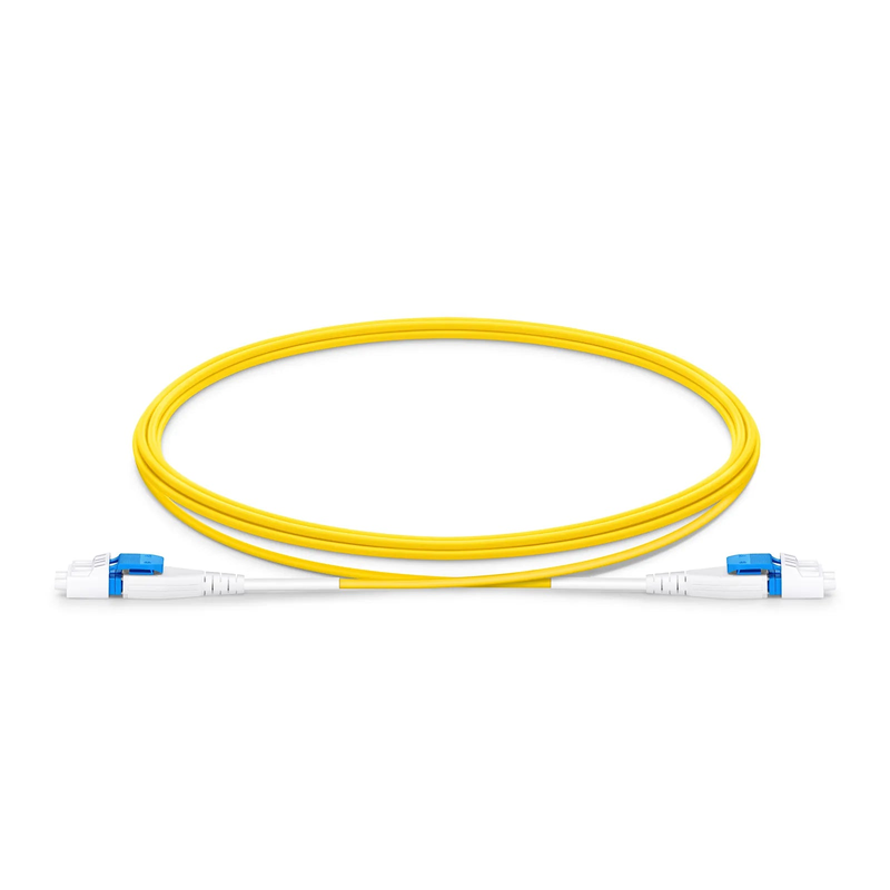 2m (7ft) Fiber Patch Cable, 2 Fibers, LC UPC Duplex to LC UPC Duplex Flat Clip Uniboot, Single Mode (OS2), Riser (OFNR), 1.6mm, Yellow