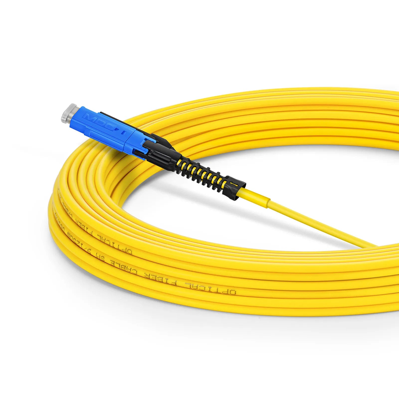 35m (115ft) Fiber Patch Cable, 2 Fibers, SN UPC Duplex to LC UPC Duplex Flat Clip Uniboot, Single Mode (OS2), Riser (OFNR), 1.6mm, Yellow, for 400G Network Connection