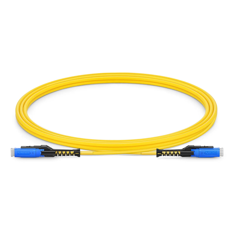 2m (7ft) Fiber Patch Cable, 2 Fibers, MDC UPC Duplex to MDC UPC Duplex Uniboot, Single Mode (OS2), Riser (OFNR), 2.0mm, Yellow, for 100/400/800G Network Connection