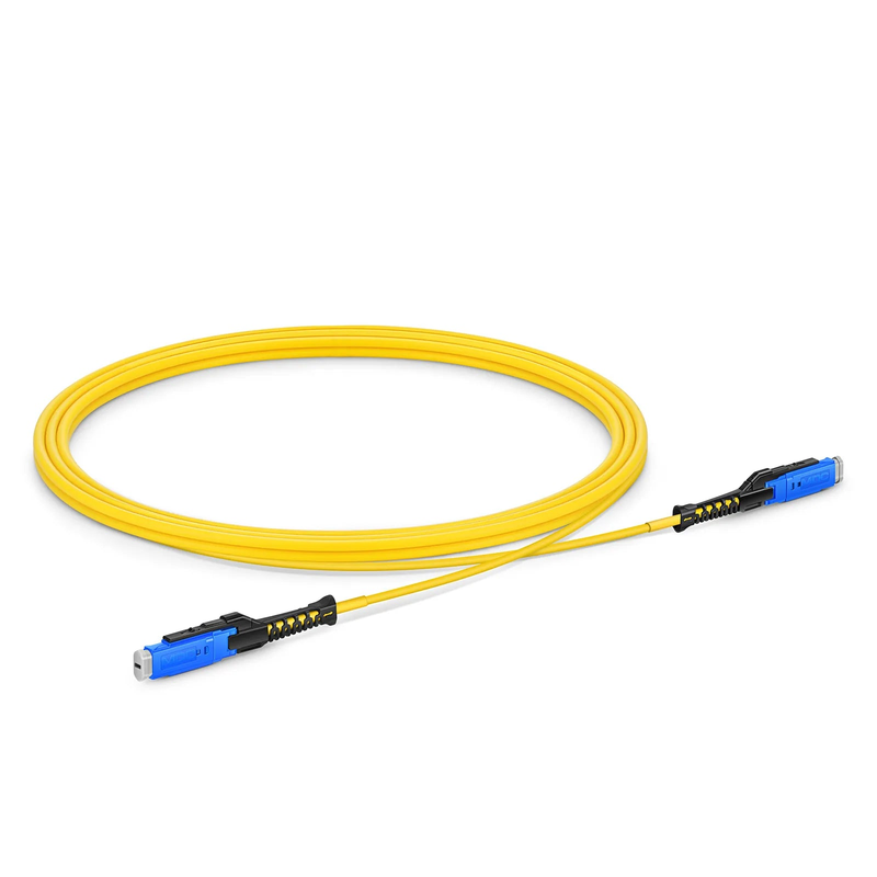 2m (7ft) Fiber Patch Cable, 2 Fibers, MDC UPC Duplex to MDC UPC Duplex Uniboot, Single Mode (OS2), Riser (OFNR), 2.0mm, Yellow, for 100/400/800G Network Connection