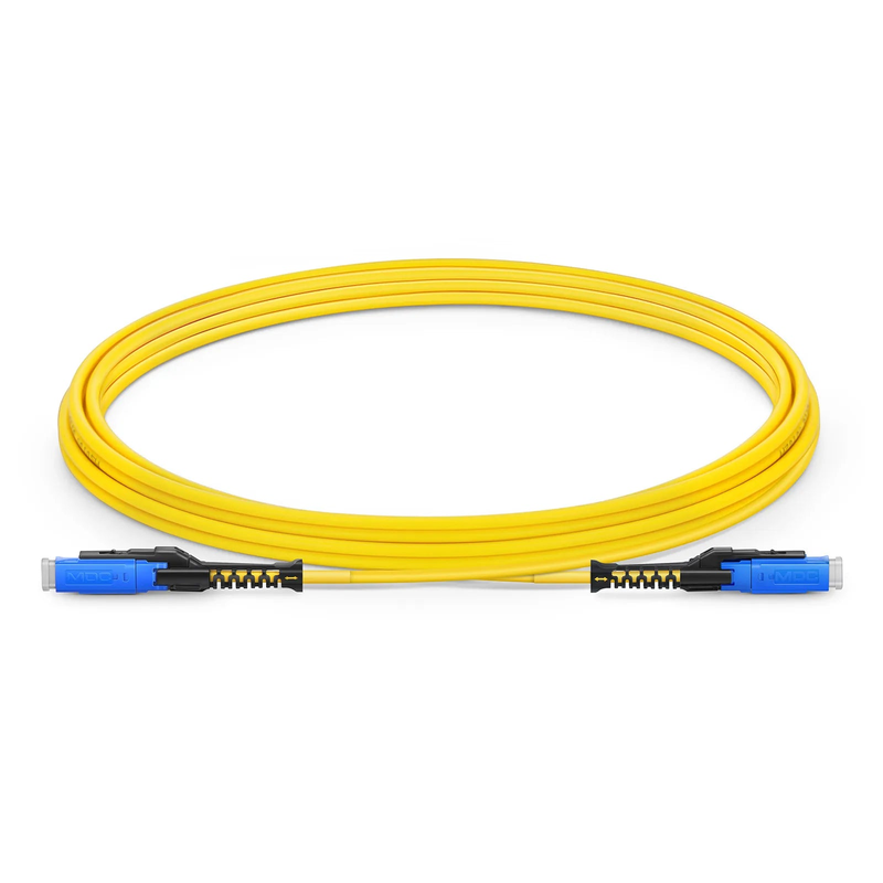3m (10ft) Fiber Patch Cable, 2 Fibers, MDC UPC Duplex to MDC UPC Duplex Uniboot, Single Mode (OS2), Riser (OFNR), 2.0mm, Yellow, for 100/400/800G Network Connection