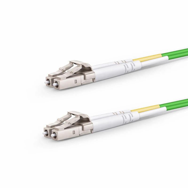 3m (10ft) Fiber Patch Cable, 2 Fibers, LC UPC Duplex to LC UPC Duplex, Multimode (OM5), Riser (OFNR), 2.0mm, Tight-Buffered, Lime Green