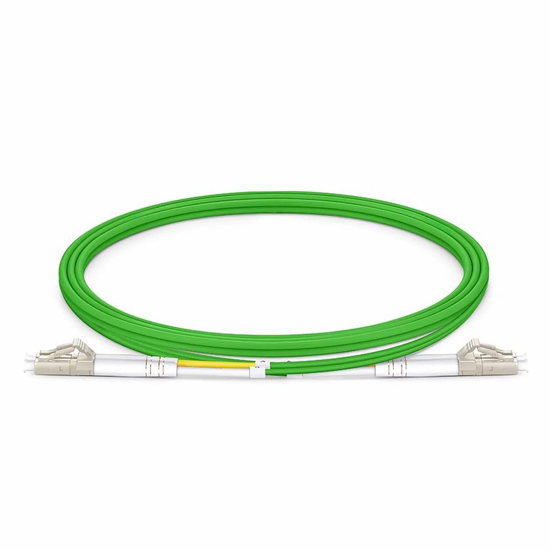 1m (3ft) Fiber Patch Cable, 2 Fibers, LC UPC Duplex to LC UPC Duplex, Multimode (OM5), Riser (OFNR), 2.0mm, Tight-Buffered, Lime Green