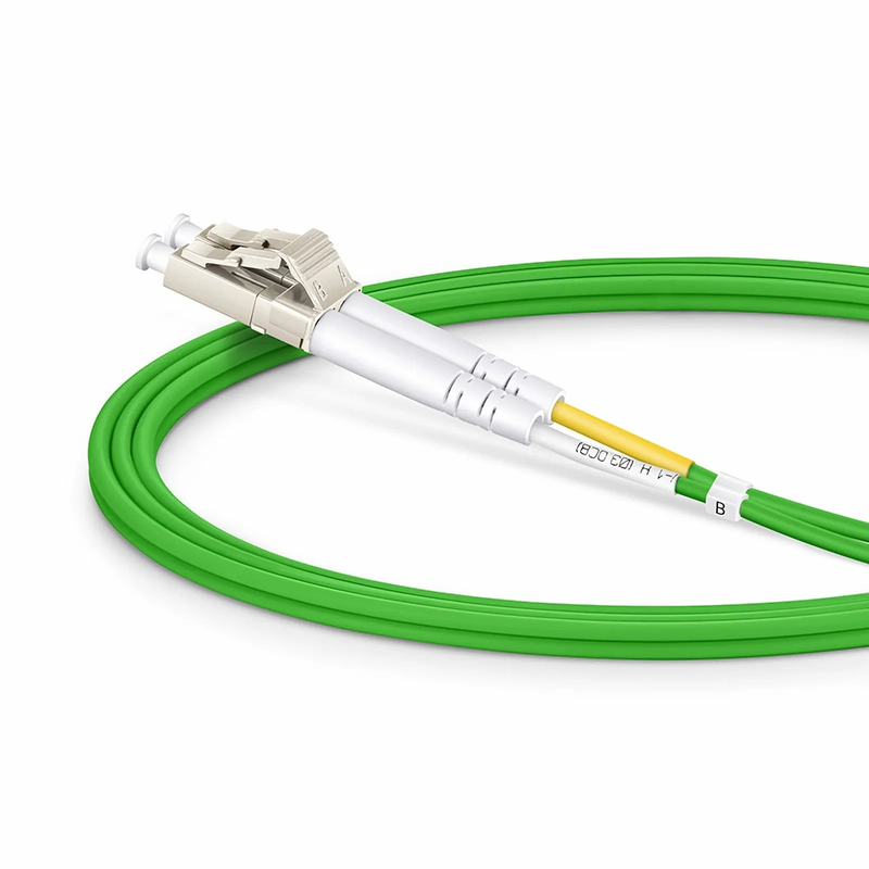 1m (3ft) Fiber Patch Cable, 2 Fibers, LC UPC Duplex to LC UPC Duplex, Multimode (OM5), Riser (OFNR), 2.0mm, Tight-Buffered, Lime Green