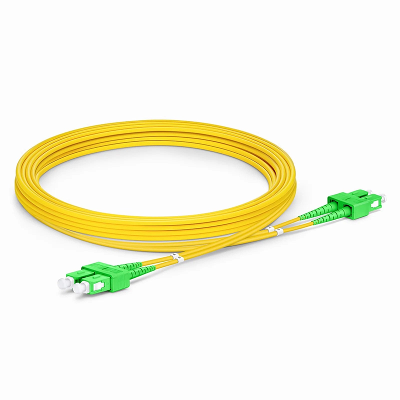 3m (10ft) Fiber Patch Cable, 2 Fibers, SC APC Duplex to SC APC Duplex, Single Mode (OS2), LSZH, 2.0mm, Tight-Buffered, Yellow