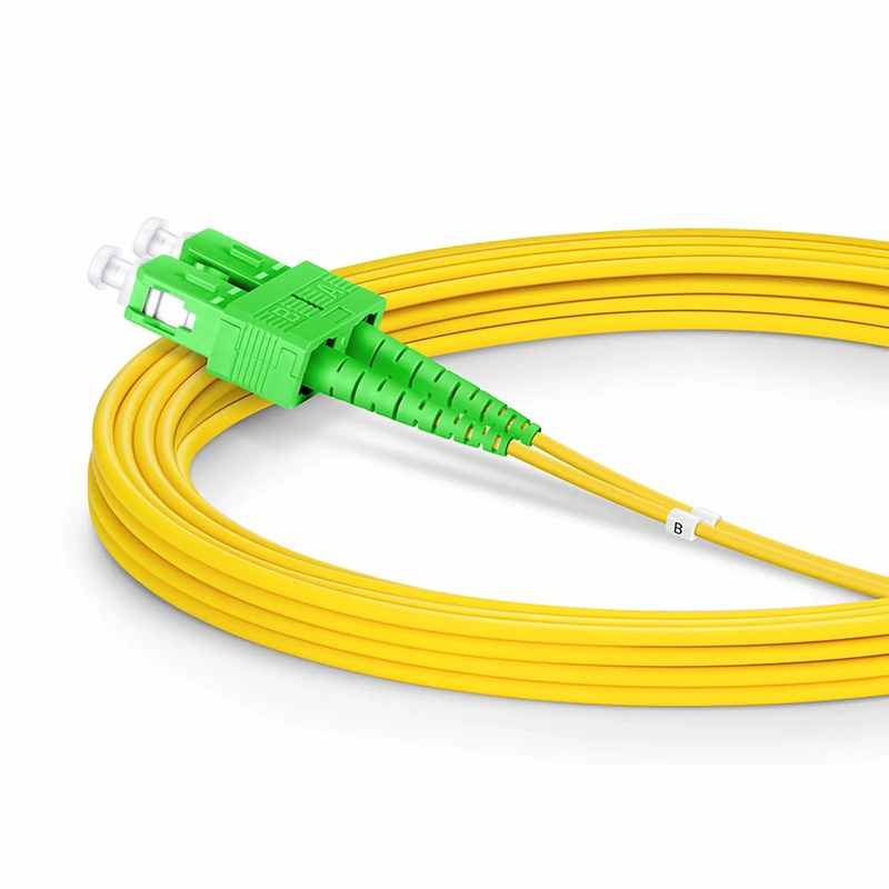 3m (10ft) Fiber Patch Cable, 2 Fibers, SC APC Duplex to SC APC Duplex, Single Mode (OS2), LSZH, 2.0mm, Tight-Buffered, Yellow