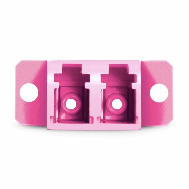 LC/UPC to LC/UPC Duplex OM4 Multimode SC Footprint Plastic Fiber Optic Adapter/Coupler with Flange, Violet, 10Pcs/Pack
