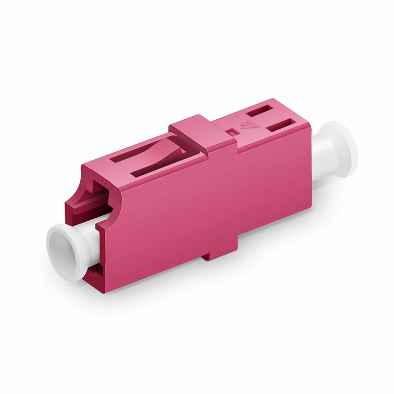 LC/UPC to LC/UPC Simplex OM4 Multimode Plastic Fiber Optic Adapter/Coupler without Flange, Violet