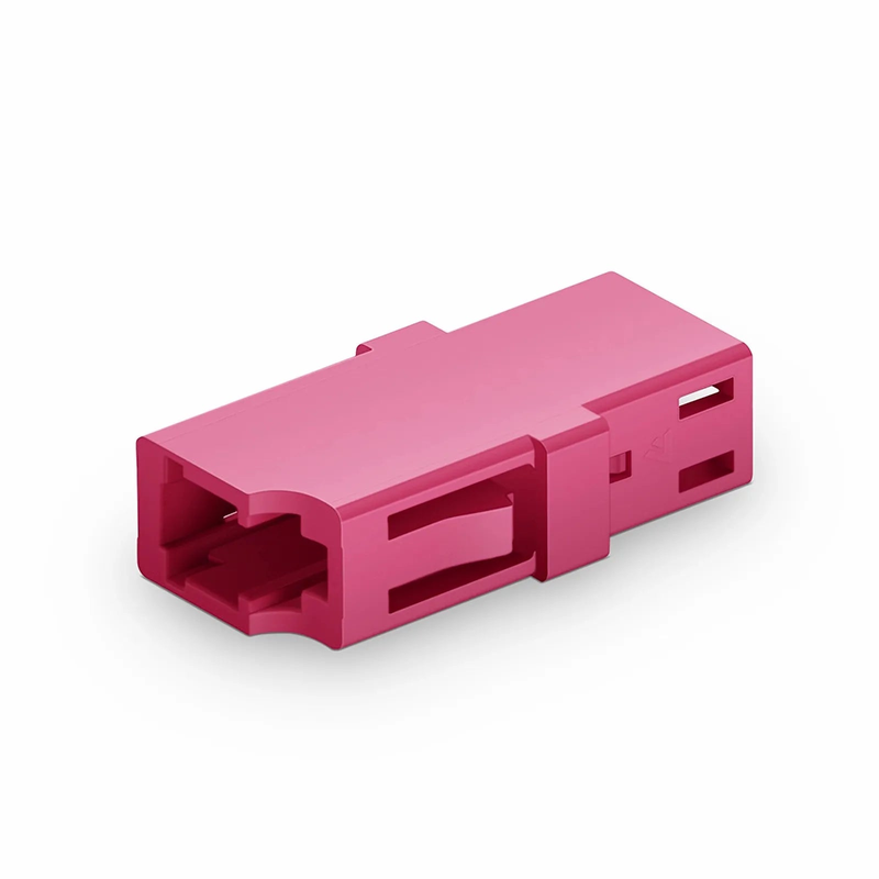 LC/UPC to LC/UPC Simplex OM4 Multimode Plastic Fiber Optic Adapter/Coupler without Flange, Violet
