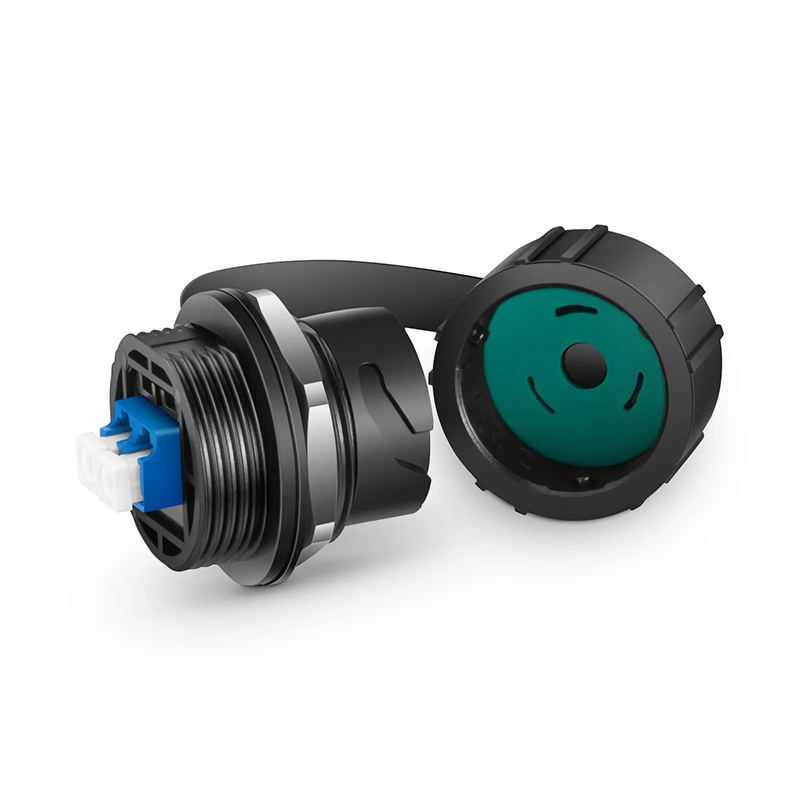 IP67 LC UPC OS2 Single Mode Bulkhead Adapter/Mating Sleeve with Dust Cap