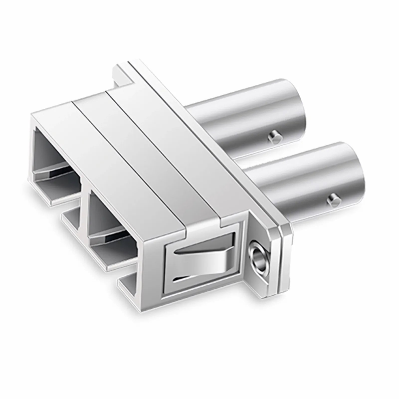ST/UPC Female to SC/UPC Female Hybrid Duplex Single Mode/Multimode Metal Fiber Optic Adapter/Coupler with Flange
