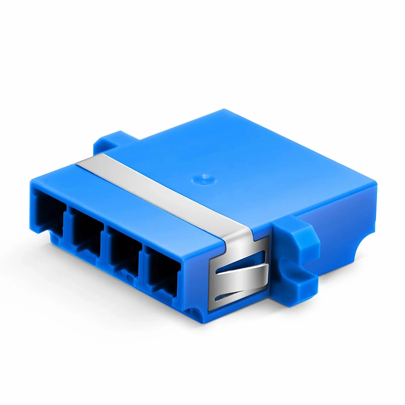 LC/UPC to LC/UPC Quad OS2 Single Mode Plastic Fiber Optic Adapter/Coupler with Flange, 10Pcs/Pack
