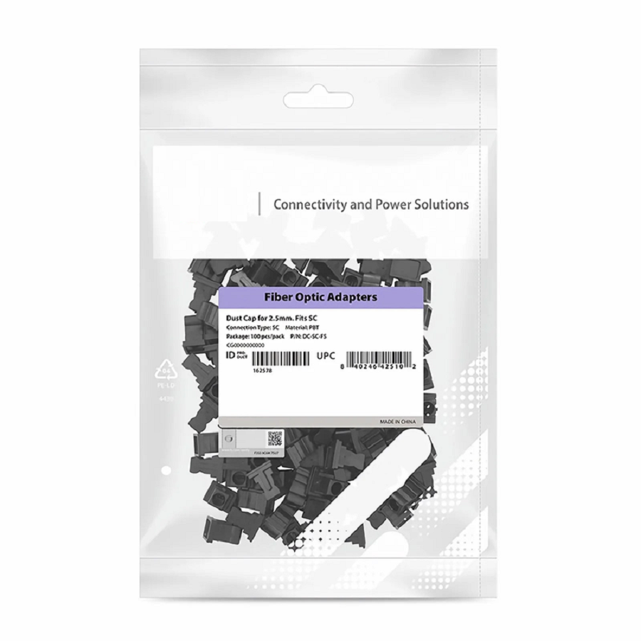 SC Mating Sleeve Adapter Dust Caps, Black Color (100pcs/pack)