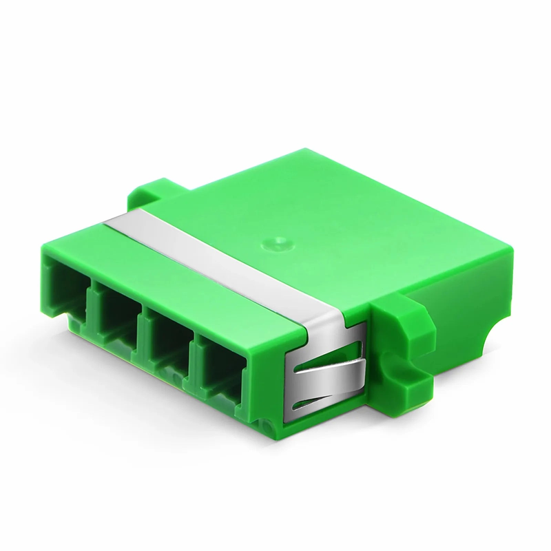LC/APC to LC/APC Quad OS2 Single Mode Plastic Fiber Optic Adapter/Coupler with Flange