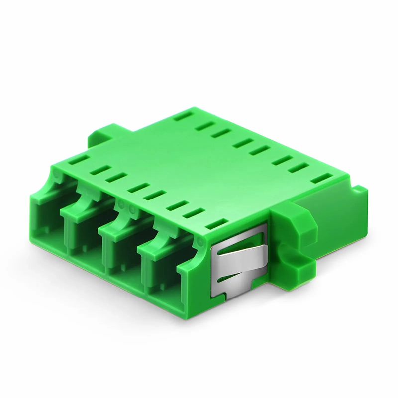 LC/APC to LC/APC Quad OS2 Single Mode Plastic Fiber Optic Adapter/Coupler with Flange