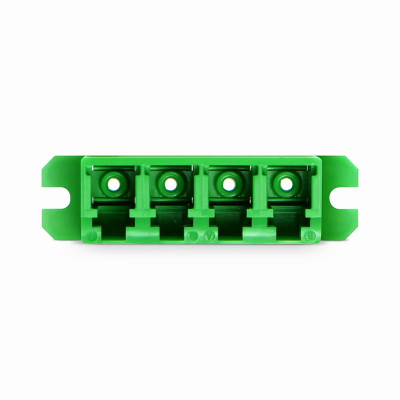 LC/APC to LC/APC Quad OS2 Single Mode Plastic Fiber Optic Adapter/Coupler with Flange