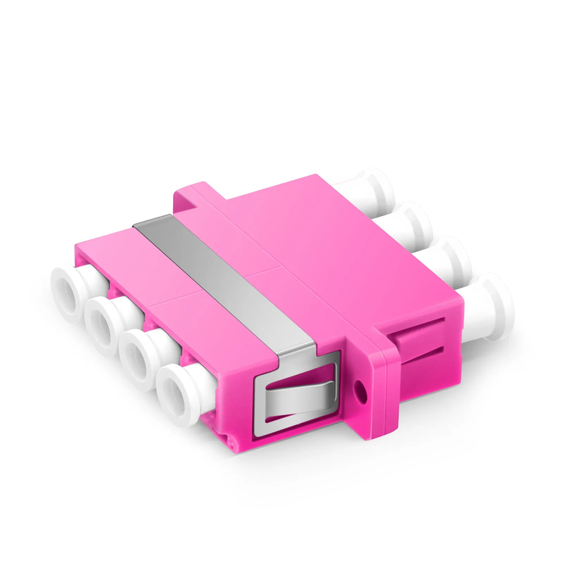 LC/UPC to LC/UPC Quad OM4 Multimode Plastic Fiber Adapter/Coupler with Flange, Violet