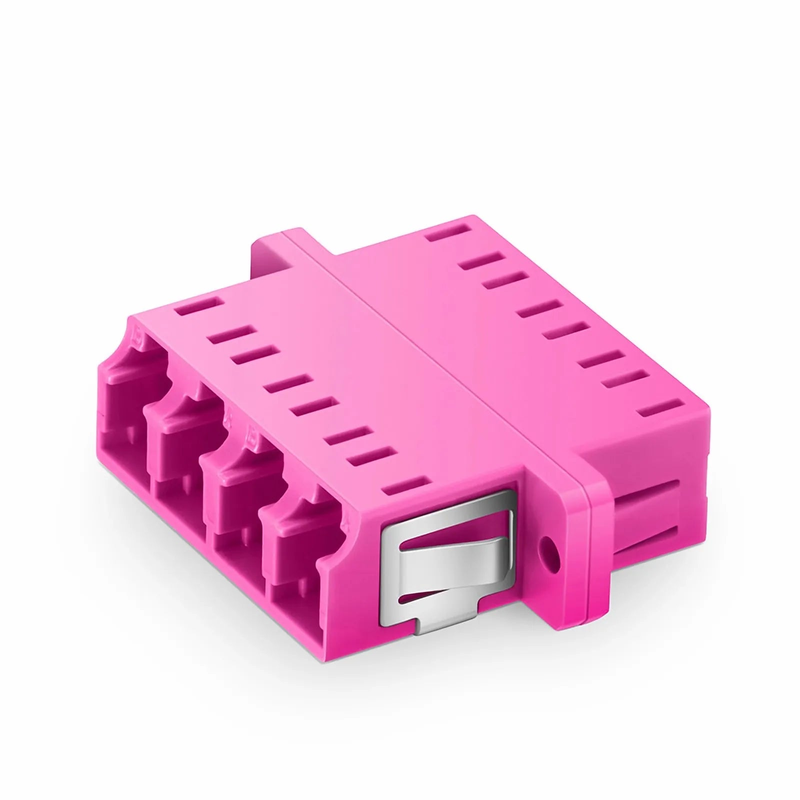 LC/UPC to LC/UPC Quad OM4 Multimode Plastic Fiber Adapter/Coupler with Flange, Violet