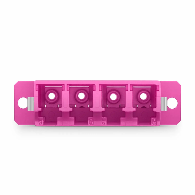 LC/UPC to LC/UPC Quad OM4 Multimode Plastic Fiber Adapter/Coupler with Flange, Violet