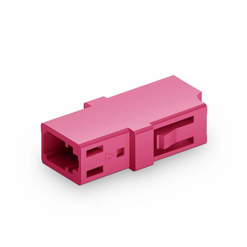 LC/UPC to LC/UPC Simplex OM4 Multimode Plastic Fiber Optic Adapter/Coupler without Flange, Violet