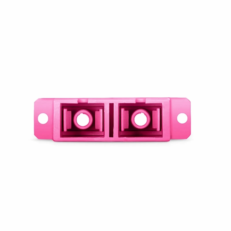 SC/UPC to SC/UPC Duplex OM4 Multimode Plastic Fiber Optic Adapter/Coupler with Flange, Violet