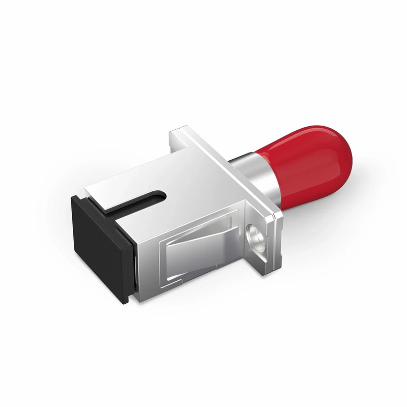 ST/UPC Female to SC/UPC Female Hybrid Simplex Single Mode/Multimode Metal Fiber Optic Adapter/Coupler with Flange