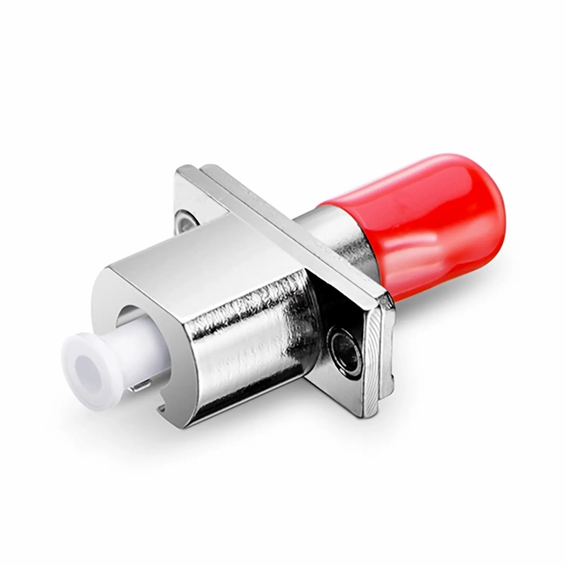 ST/UPC Female to LC/UPC Female Hybrid Simplex Single Mode/Multimode Metal Fiber Optic Adapter/Coupler with Flange