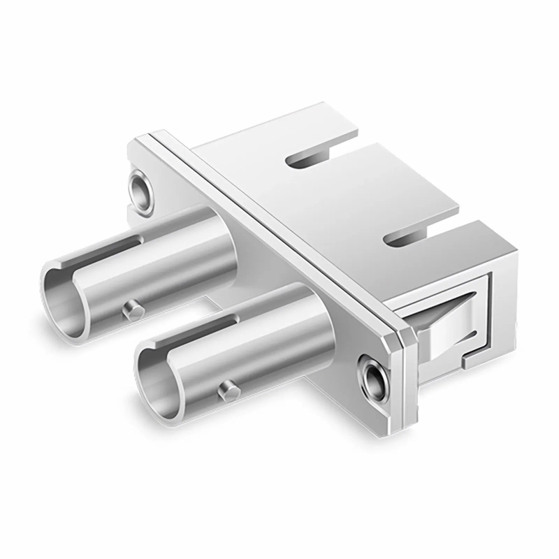 ST/UPC Female to SC/UPC Female Hybrid Duplex Single Mode/Multimode Metal Fiber Optic Adapter/Coupler with Flange