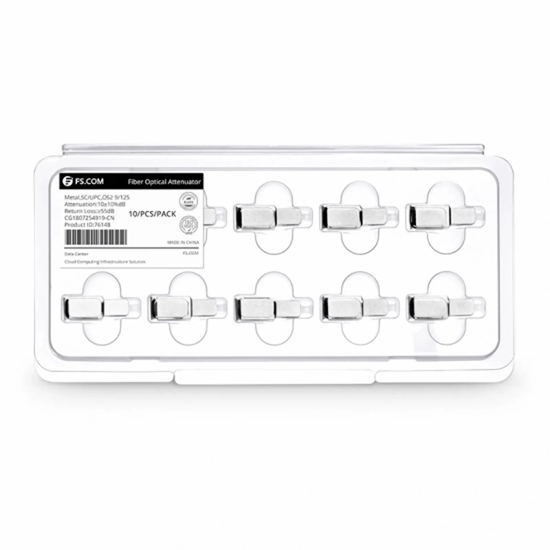 SC/UPC Singlemode Fixed Fiber Optic Attenuator, Male-Female, 10dB (10pcs/Pack)