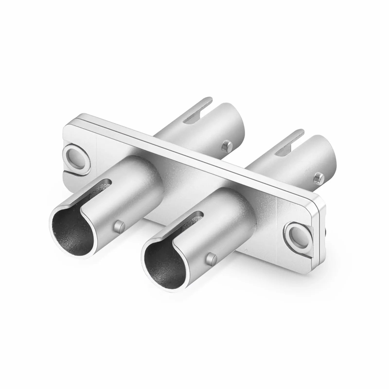 ST/UPC to ST/UPC Duplex OS2 Singlemode Metal Fiber Optic Adapter with Flange (10pcs/Pack)