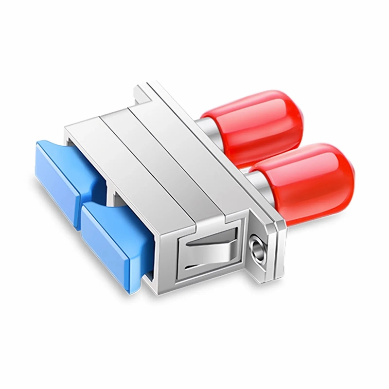 ST/UPC Female to SC/UPC Female Hybrid Duplex Single Mode/Multimode Metal Fiber Optic Adapter/Coupler with Flange