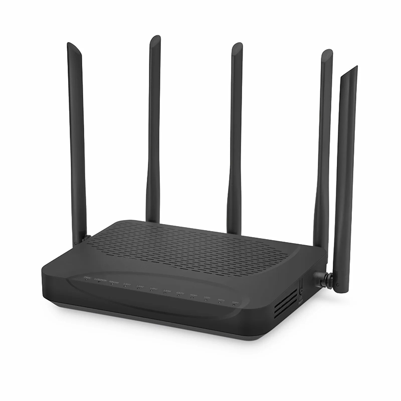 ONU1911-4GVC-W, XPON (GPON+EPON) ONU, with 1x PON, SC/UPC, 4x GE, 1x POTS, 1x USB, 1x RF, and 5x External Antennas (3000M WiFi 6)