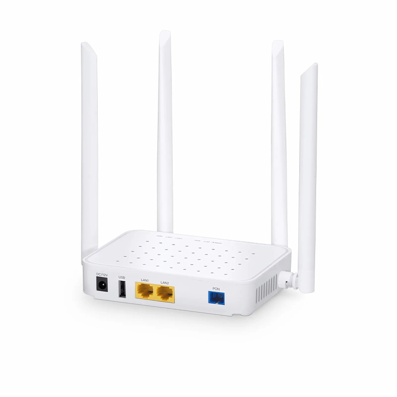 ONU1910-2G-W, XPON (GPON+EPON) ONU, with 1x PON, SC/UPC, 2x GE, 1x USB, and 4x External Antennas (1200M WiFi 5)