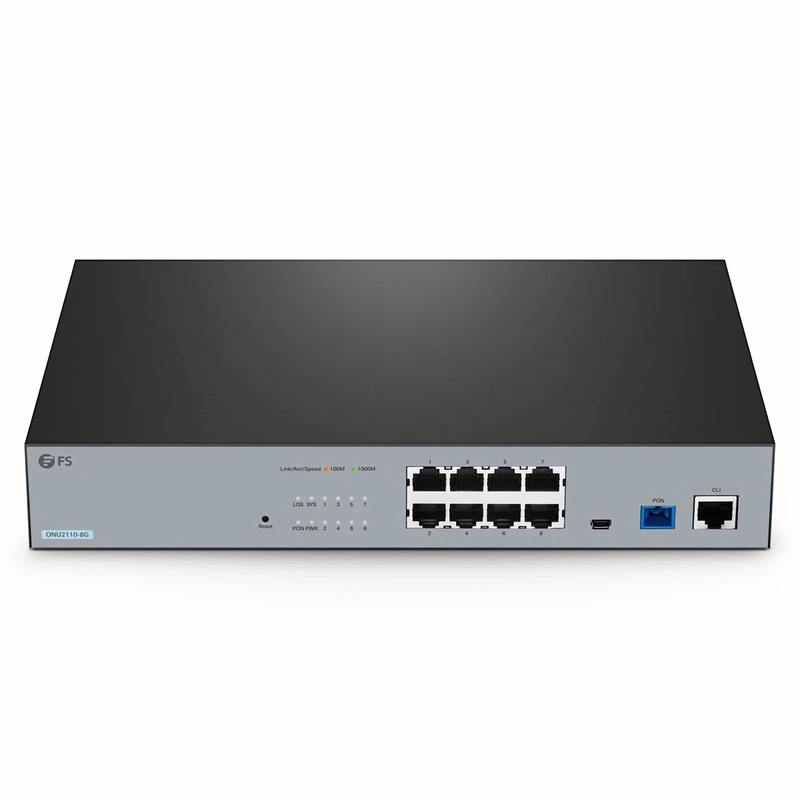 ONU2110-8G, XPON (GPON + EPON) MDU ONU with 1 x PON, 8 x GE
