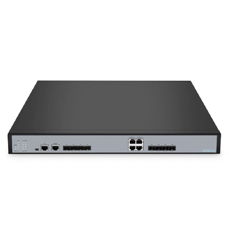 OLT3611-04GP4S, Layer 3 Feature 4-Port GPON OLT with 4 Ã— Gigabit RJ45 and 4 Ã— 10G SFP+ Uplink Ports, AC/DC Power Supply