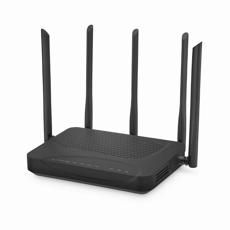 ONU1910-4G-W, XPON (GPON + EPON) HGU ONU, 1 x PON, 4 x GE, 1 x USB, and 5 x External Dual Band Antennas (3000M WiFi 4/5/6)