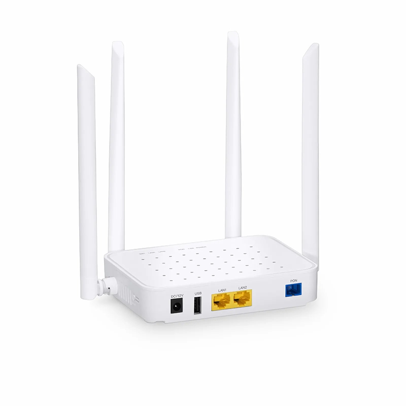 ONU1910-2G-W, XPON (GPON+EPON) ONU, with 1x PON, SC/UPC, 2x GE, 1x USB, and 4x External Antennas (1200M WiFi 5)