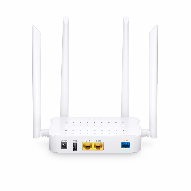 ONU1910-2G-W, XPON (GPON+EPON) ONU, with 1x PON, SC/UPC, 2x GE, 1x USB, and 4x External Antennas (1200M WiFi 5)