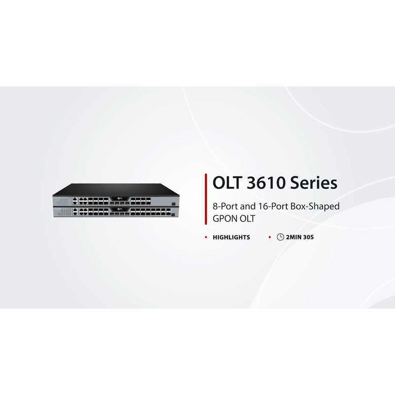OLT3610-08GP4S, Layer 3 Feature 8-Port GPON OLT with 4 Ã— RJ45/SFP Combo, 4 Ã— 1G SFP and 4 Ã— 10G SFP+ Uplink Ports, AC Power Supply, Broadcom Chip