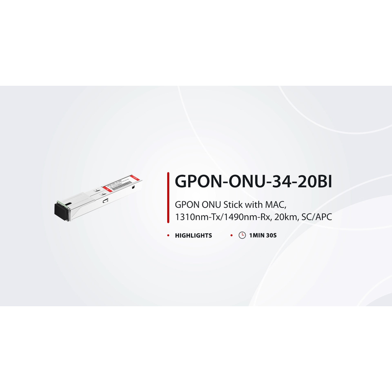GPON ONU Stick with MAC SFP 1310nm-TX/1490nm-RX 1.244G-TX/2.488G-RX Class B+ 20km DOM Simplex SC/APC SMF Optical Transceiver Module (Industrial)