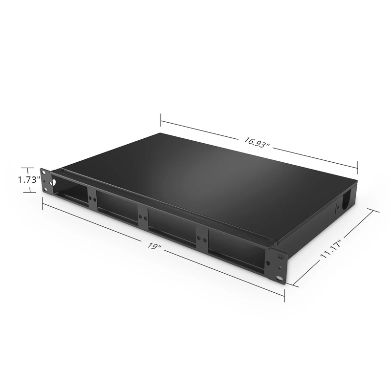 FHDâ„¢ High Density 1U Rack Mount Enclosure Unloaded, Tool-less Removable Top Cover, Holds up to 4 x FHDâ„¢ Cassettes, Panels, or Splice Trays, 144 Fibers (LC)