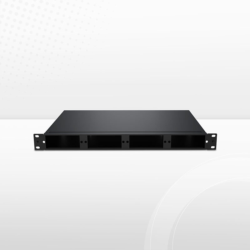 FHDâ„¢ High Density 1U Rack Mount Enclosure Unloaded, Tool-less Removable Top Cover, Holds up to 4 x FHDâ„¢ Cassettes, Panels, or Splice Trays, 144 Fibers (LC)