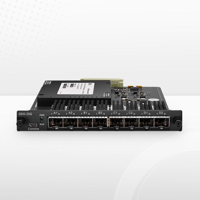 FMT4DL-OEO25GSFP28, 4 Channels WDM Transponder (Converter) for FMT Managed Chassis, 8 SFP28/SFP+ Slots