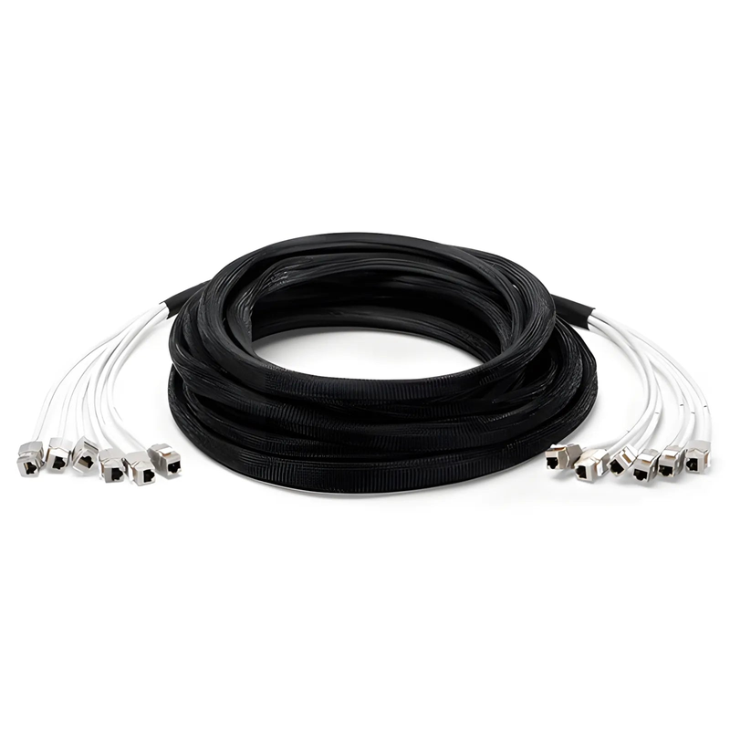 16ft (4.9m) 6 Jack to 6 Jack Cat6a Shielded (S/FTP) PVC CMR Pre-Terminated Copper Trunk Cable