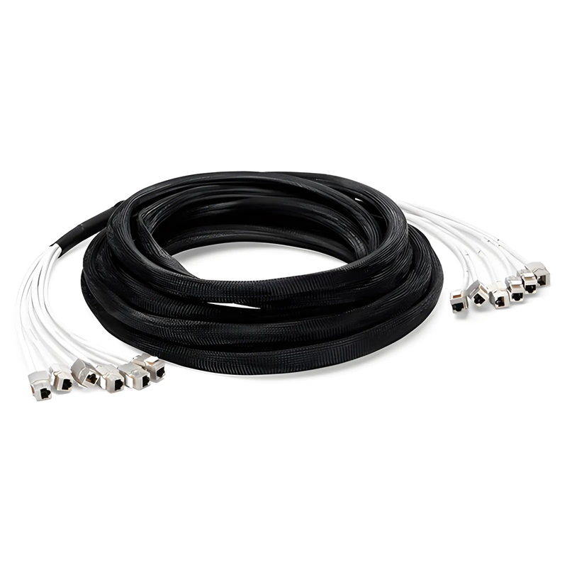 49ft (15m) 6 Jack to 6 Jack Cat6a Shielded (S/FTP) PVC CMR Pre-Terminated Copper Trunk Cable