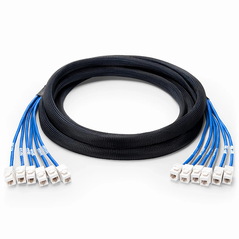 49ft (15m) 6 Jack to 6 Jack Cat6 Unshielded (UTP) PVC CMR Blue Pre-Terminated Copper Trunk Cable