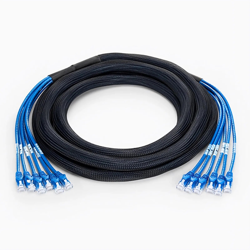 99ft (30m) 6 Plug to 6 Plug Cat6 Unshielded (UTP) PVC CMR Blue Pre-Terminated Copper Trunk Cable