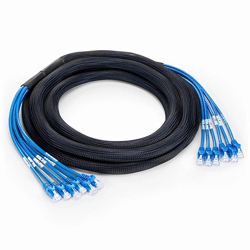 99ft (30m) 6 Plug to 6 Plug Cat6 Unshielded (UTP) PVC CMR Blue Pre-Terminated Copper Trunk Cable