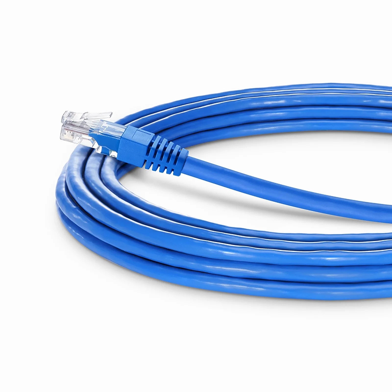 25ft (7.6m) 90 Degree Cat6 26AWG Snagless Unshielded (U/UTP) PVC CM Ethernet Network Patch Cable, RJ45 Right Angle Down Male to RJ45 Male, Blue