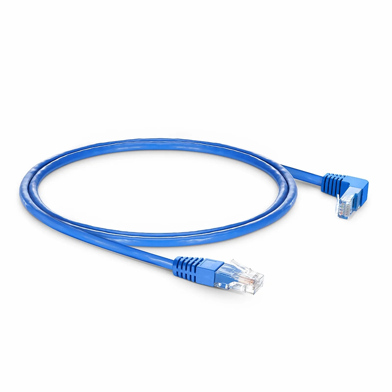 3ft (0.9m) 90 Degree Cat6 26AWG Snagless Unshielded (U/UTP) PVC CM Ethernet Network Patch Cable, RJ45 Right Angle Down Male to RJ45 Male, Blue